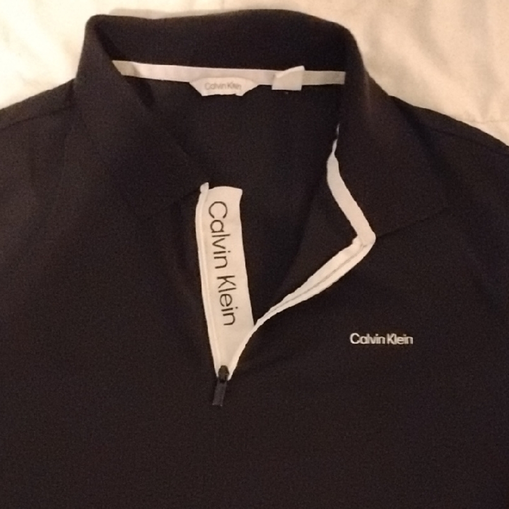 Calvin Klein Black and White Zip Polo